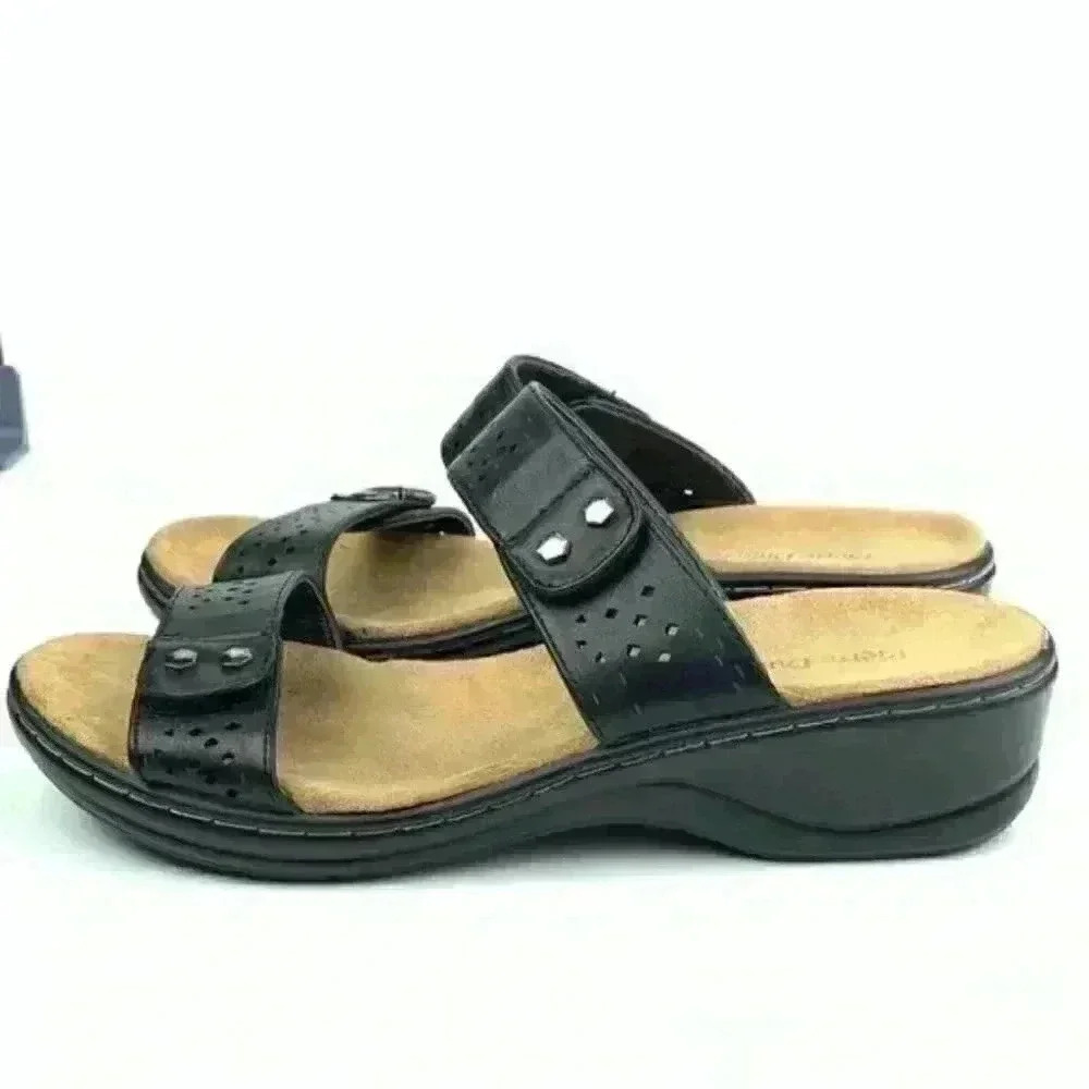 Pierre Dumas sandals size 10 black sticky strap - Picture 3 of 8